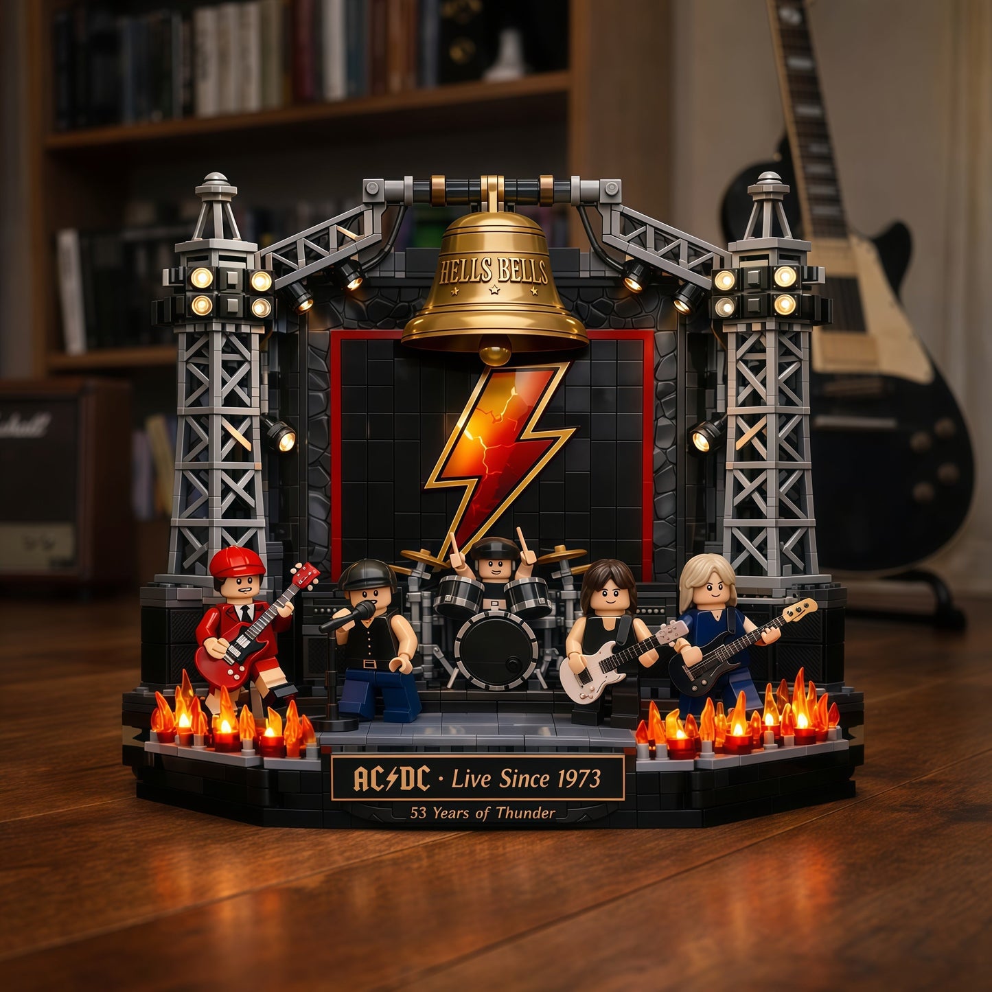AC/DC 53rd Anniversary Performance building blocks