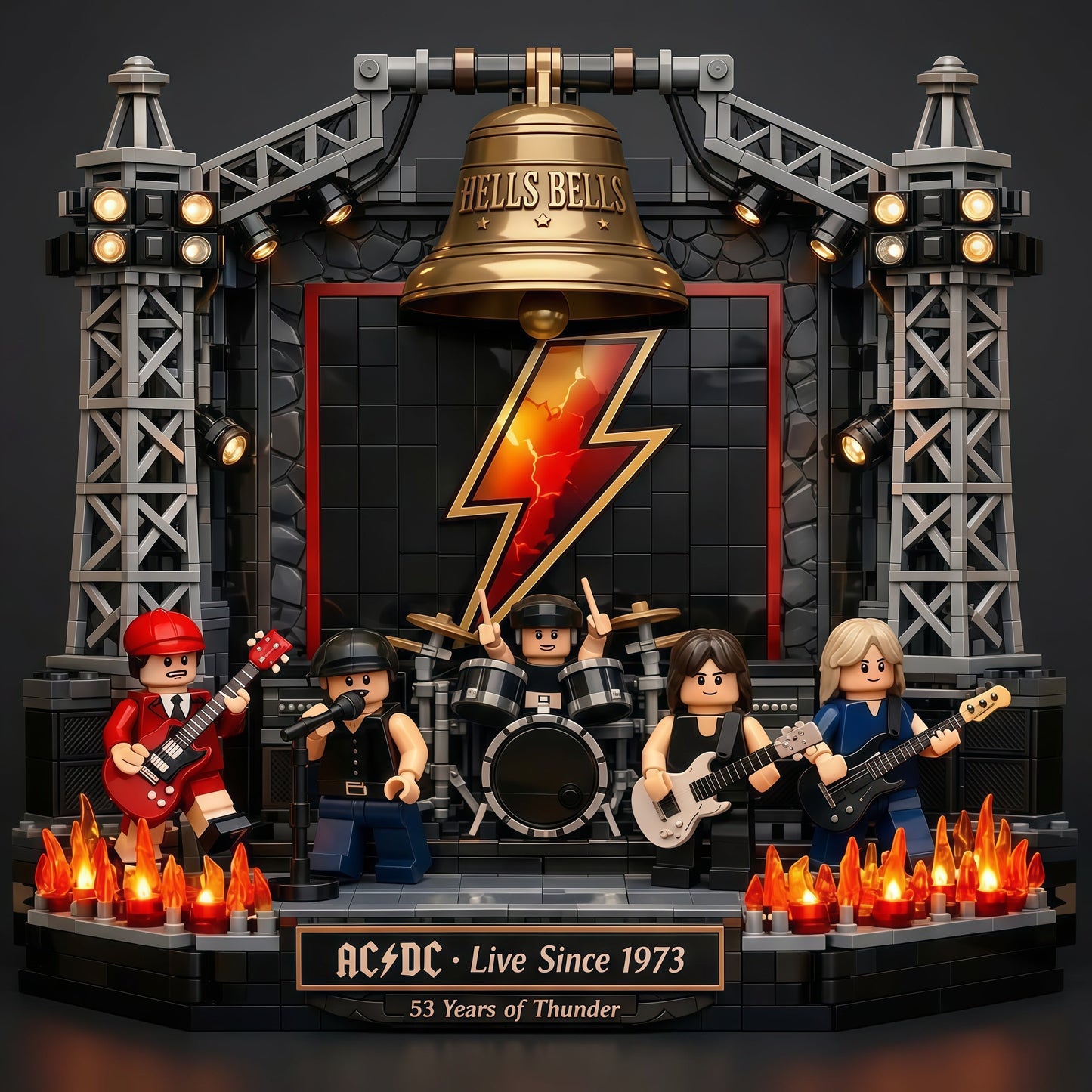 AC/DC 53rd Anniversary Performance building blocks